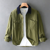 WIAOFELLAS  -  Spring color matching cotton long sleeve shirt men's American casual coat loose large size men's shirt
