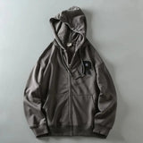 WIAOFELLAS  -  Spring new American vintage applique embroidered men's loose casual hooded sweater cardigan zipper coat tide