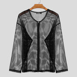 WIAOFELLAS  -  Men Shirt Mesh Transparent Long Sleeve Zipper Korean Oversize Men Clothing Streetwear Fashion Tops Male Cardigan