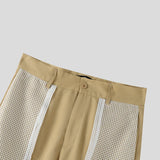 WIAOFELLAS  -  Men Pants Mesh Patchwork Button Loose Casual Wide Leg Trousers Men Streetwear 2025 Fashion Leisure Male Long Pants S-5XL