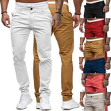 WIAOFELLAS  -  Foreign Trade Autumn New Casual Pants for Men's European and American Style Slim Fit Men's Casual Solid Color Pants