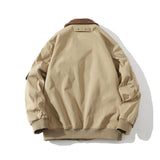 Wiaofellas  -  Autumn Men Pilot Jacket Multi-Pocket Retro Streetwear Casual Corduroy Patchwork Lapel Jacket Male Outerwear Clothing