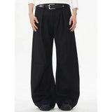 WIAOFELLAS  -  Pleated scimitar trousers for men in spring and autumn new trendy brand high-end loose straight trousers draped casual pants