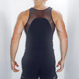 WIAOFELLAS  -  Men Sets Mesh Patchwork O-neck Sleeveless Tank Tops & Shorts Two Pieces Sets See Through Streetwear Fashion Men's Suits