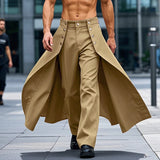 Wiaofellas  -  Men Irregular Pants Solid Color Button Joggers Loose Trousers Men Streetwear Fashion Casual Male Long Pants