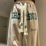 WIAOFELLAS  -  Retro Corduroy Casual Pants Men Spring Straight Loose Wide-leg Trousers Embroidery Drawstring High Street Long Pants