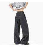 WIAOFELLAS  -  simple men's casual trousers pleated design new solid color wide leg bottom loose straight thin male pants summer