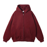 Wiaofellas  -  New Men's Hoodies Sweatshirts Zipper Hoodie Solid Color Hip Hop Mens Hooded Jacket Loose Track Hoodie Jacket Coat Streetwear