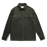Wiaofellas New Men Corduroy Casual Shirts Long Sleeves Vintage Solid Color Top Coats Workwear Clothing