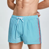 Wiaofellas  -  Mens Striped Swim Trunks Beach Vacation Shorts Streetwear Fashion Surfing Outdoor Gym Workout Shorts Men'S Clothing New