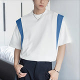 WIAOFELLAS  -  Men T Shirt Patchwork O-neck Short Sleeve Loose Male Tee Tops Streetwear Korean Style Fashion Casual Men Clothing S-5XL