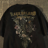 WIAOFELLAS  -  High Street Casual Flower Skeleton Design Men's T-shirt Summer Classic Short Sleeve O-collar Letter Cotton Male Handsome Top