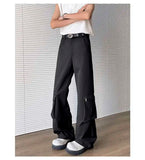 WIAOFELLAS  -  Simple Men's Casual Trousers Solid Color Multi Pockets Zipper Splicing Straight New Wide Leg Male Pants Summer 24K3872