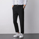Wiaofellas  -  Men's Casual Straight Leg Pants White Suit Trendy Busin Sle Autumn New Arrival Slim Fit Comfortable Polyester Fiber