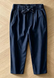 Wiaofellas  -  Men Japanese Chinese Style Linen Cropped Pants Summer Thin Loose Elastic Drawstring Waist Casual Trousers Plus Size M-5XL