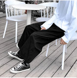 WIAOFELLAS  -  Wide Leg Pants Men Drape Straight Loose Harajuku Vintage Japan Style Ankle-length Trousers Cozy Versatile Black Pantalones Male