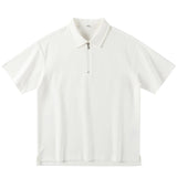 Wiaofellas  -  Summer New American Half-zipper Slit Short-sleeved T-shirt Simple Versatile Lapel Polo Shirt