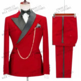 Wiaofellas  -  Italian Style Suits For Men Slim Fit Groom Tuxedo Wedding Double Breasted Formal Jacket With Pants Custom Male Fashion