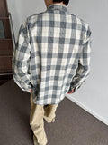 Wiaofellas  -  American Retro Plaid irt Men Spring Youth Sle Long Sve Top CleanFit irt Jaet Loose Fit Iron-Free Proc Trendy