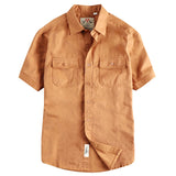 Wiaofellas  -  Summer New American Retro Short Sleeve Lapel Cargo Shirt Men's Simple 100% Cotton Washed Double Pockets Casual Blouses