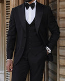 Wiaofellas  -  Black Peak Lapel Formal Wedding Men Suit Groom Tuxedo Prom Slim Fit Blazer Double Breasted High Quality Custom 3 Piece Set