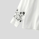 WIAOFELLAS  -  Men Shirt Stain Deep V Neck Long Sleeve Embroidery Casual Men Clothing Streetwear Loose Fashion Male Shirts Camisa S-5XL