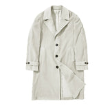 WIAOFELLAS  -  England Style Solid Corduroy Trench Coats Men New Lapel Single Breasted Fall Outerwear Long Sleeve Mid-length Mens Winter Jacket