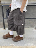 Wiaofellas  -  Summer New Men Loose Seven-point Cargo Pants Trendy Comfortable Breathable Casual Street Daily Trousers