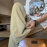 WIAOFELLAS  -  Cotton and Pants Summer Loose Fitting Leisure New Motion Sagging Sensation Straight Cylinder Sweatpants  Men's Pants Solid Color