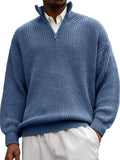 Wiaofellas  -  Autumn Winter Men Zipper Polos Collar Sweater Solid Sweatshirts Pullover Men's Knitted Loose Tees Shirt Oversized Tops S-5XL