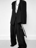 WIAOFELLAS  -  Trendy High Waist Drawstring Trousers Mens Streetwear Stylish Pleated Suit Pants Spring Autumn Casual Solid Color Loose Trousers