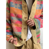 WIAOFELLAS  -  Trendy and Fashionable Men's Clothing Retro and Versatile Ethnic Style Contrasting Colors Rainbow Jacket Men's Jacket