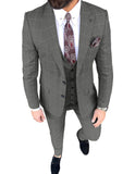 WIAOFELLAS  -  Fashion Plaid Men's Suits 3 Piece Chic Peak Lapel Single Breasted Outfits Prom Wedding Party Tuxedos (Jacket+Vest+Pants)