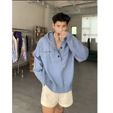 WIAOFELLAS  -  Hooded turtleneck sweater men's autumn and winter loose lazy style sweater retro thickened sweater jacket