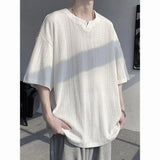 WIAOFELLAS  -  Mens T Shirts Summer New High-end Designed Advanced Fashionable Loose Casual Simple Niche Chic V-neck Short-sleeved T-shirt