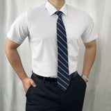 WIAOFELLAS  -  Men's Solid Color Short-Sleeved Shirt American Retro Fashion Trend Casual Simple Loose Breathable 2025 Summer New Men's Tops