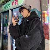 WIAOFELLAS  -  blue lamb velvet men's autumn and winter cotton jacket thickened cotton coat hooded jacket new cotton jacket