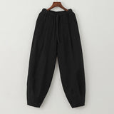 WIAOFELLAS  -  Autumn Mens Cotton Wide Leg Pants Men Solid Color Oversized Jogger Trousers Male Elastic Waist Streetwear Hanfu Linen Pants