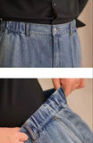 WIAOFELLAS  -  Vintage Cotton Men Jeans Suit Pants Elastic High Waisted Straight Trousers British Business Style  Casual Naples Denim Pant