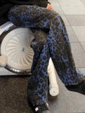 Wiaofellas  -  American Blue Leopard Vintage Print Jeans Autumn High Streetwear Style Pants Straight Fashion Casual New Retro Jeans Loose