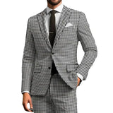 Wiaofellas  -  Plaid Men Suits for Prom Single Breasted Wedding Tuxedo Groom Notch Laple Slim Fit Custom Made 2 Piece Jacket with Pants