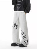 Wiaofellas  -  Autumn Men's Goth Letter Printed Baggy Straight Leg Trousers Hip Hop Fashion Cotton Sports Pants Y2K Vintage Pantalones Hombre