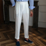 WIAOFELLAS  -  Men's Suit Pants Slim Fit Trousers For Wedding Party Business Formal Waistline Suit Pants Spring Summer