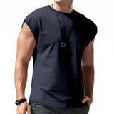 Wiaofellas  -  Loose Casual Sleeveless Vest Men's Summer New Style Thin Pure Color Tank Top Sports Style Polyester Fiber Straight Hem Design