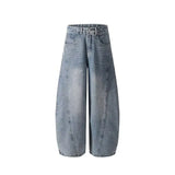 WIAOFELLAS  -  American Retro Splaed Ink Knife  Jeans Men Women Loose Slimming Drapey Wide Leg Long Trousers Faionable High Street