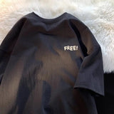 WIAOFELLAS  -  Men's Clothing Cotton T-Shirt Summer Short Sleeve Hong Kong Style Loose Fit Casual Trendy Solid Color Streetwear Top