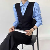 WIAOFELLAS  -  Fashion High-End Party Dance Solid Color Suit Vest Unisex 2025 Spring And Autumn New British Trend Slim Casual Suit Vest Jacket