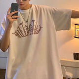 Wiaofellas  -  Summer Boyfriend New Pullover O-Neck Patchwork Printing Letter Fashion Comfortable Loose Casual Short Sleeve T-Shirts Tops