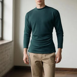 WIAOFELLAS  -  Men's Mock Neck Pullover Autumn Slim Fit T-shirt Fashion High Elastic Long Sleeve Tshirt Men Casual Breathable Apparel Pullovers