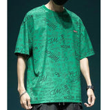 Wiaofellas -  Fashion O-Neck Spliced Loose Printed Letter T-Shirts Men's Clothing  Summer New Oversized Casual Tops All-match Tee Shirt